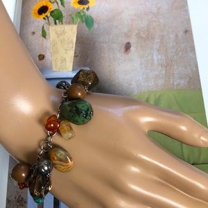 SILPADA 925 STERLING SILVER AND SEMI-PRECIOUS STONE CHARM BRACELET